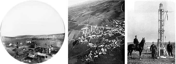 Early aerial photographs taken from rocket mounted cameras